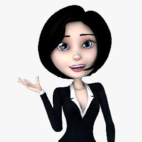 Rigged Cartoon Woman 01 Girl in Black